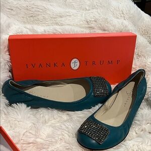 Ivanka Trump Blue Flats with Studded Toe